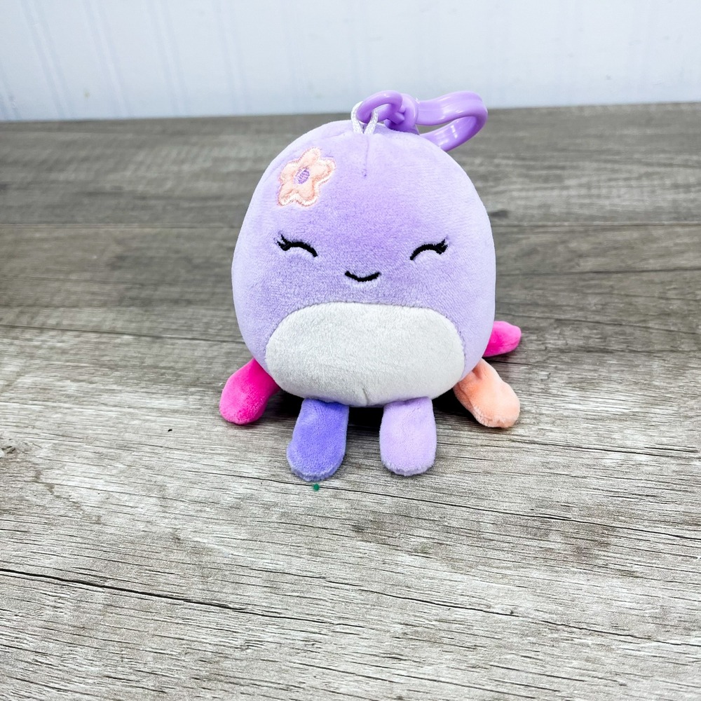 Squishmallows Beula the Octopus Purple 3.5 Inch Plush Backpack Clip Keychain